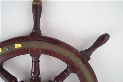 Lot 187 - Mahogany ships wheel, brass boss with eight spokes, diameter, 76cm (30").