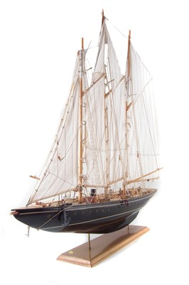 Lot 192 - Model of a J class three mast sailing boat, 91cm (36") long.