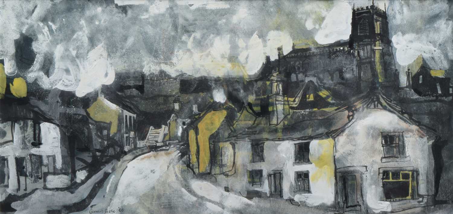 Lot 395 - Pat Cooke, "War Hill, Mottram", gouache.