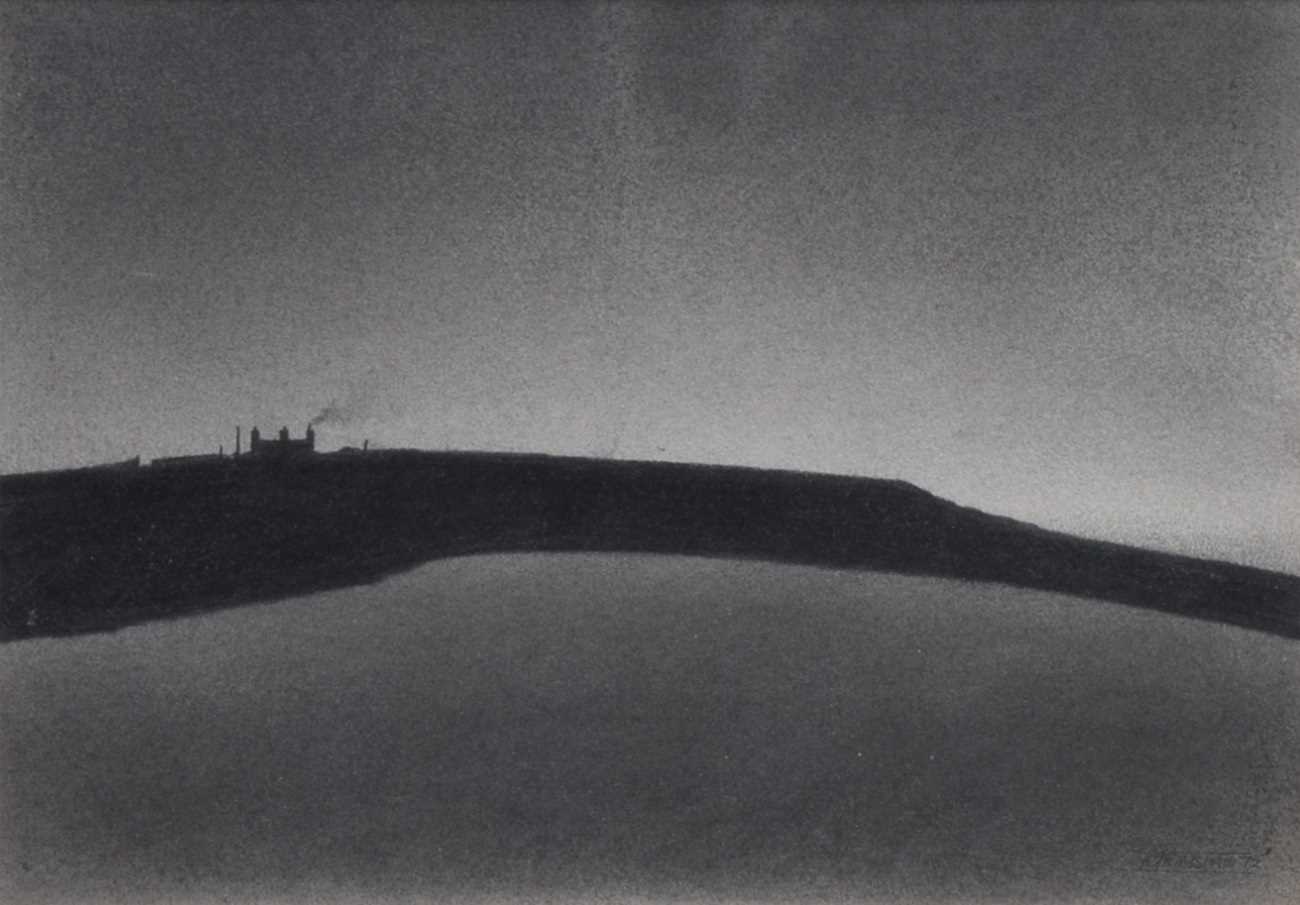 Lot 413 - Trevor Grimshaw, "Landscape with Building", graphite.