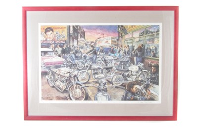 Lot 133 - Three limited edition prints after Roy Barrett "The Roxy", "Streetfighters" and "Bluebird Cafe".