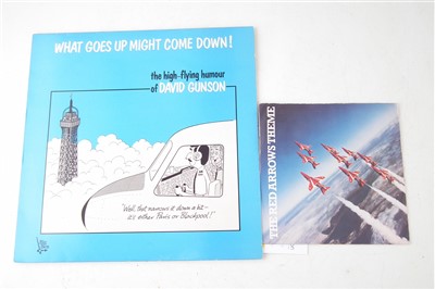 Lot 135 - After Kersten coloured cartoons "The Old Pro", "Hello This is Your Captain Speaking" and two records vynle records "What Goes Up Might Come Down", David Gunson and Red Arrows.