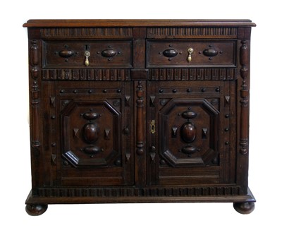 Lot 446 - 17th century oak side cabinet.