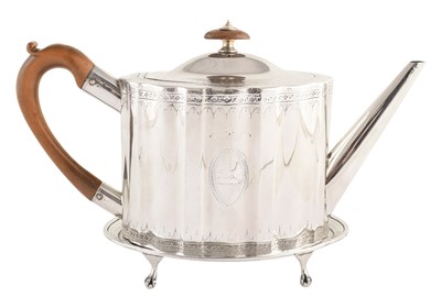 Lot 15 - Georgian silver teapot on stand