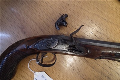Lot 1 - Pair of flintlock overcoat pistols by Sykes Oxford