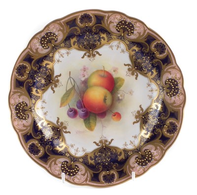 Lot 256 - Royal Worcester plate signed A. Shuck