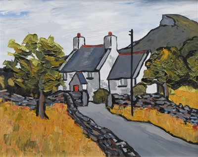 Lot 369 - David Barnes, "Cottage in the Rhiniogs", oil.