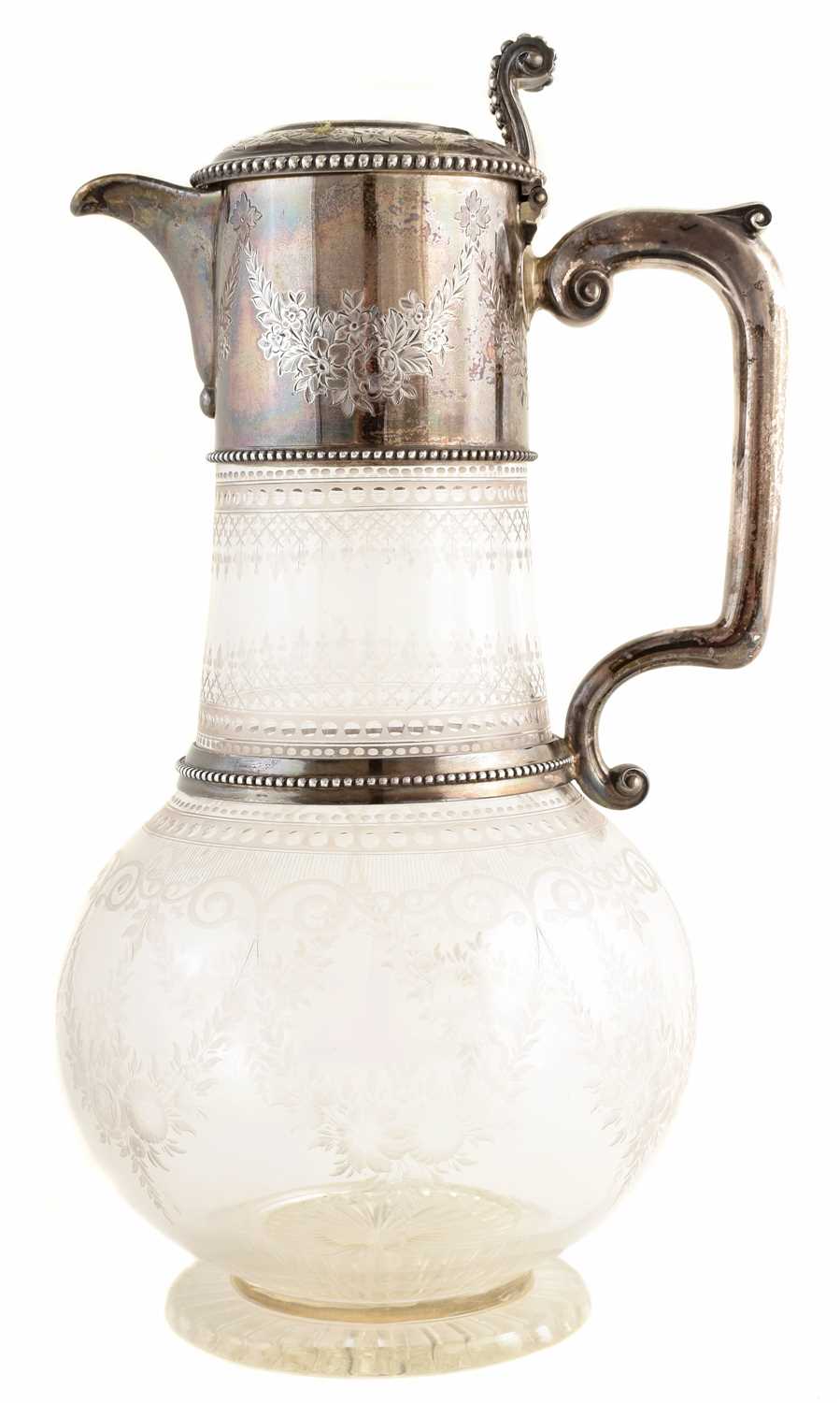 Lot 7 - Victorian silver and cut glass claret jug