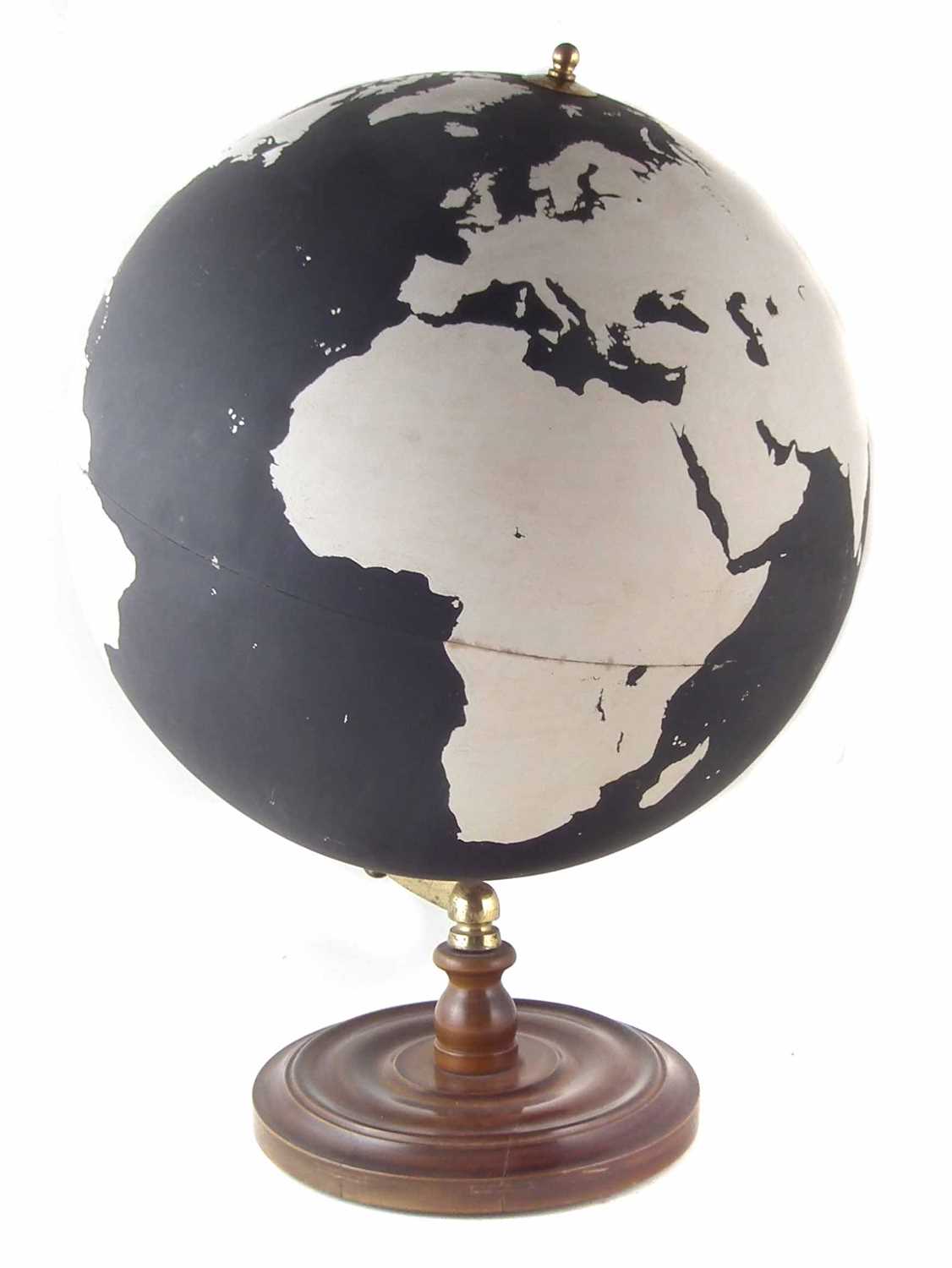 Lot 208 - Philips "Slate" surface globe, diameter 19" with brass and turned wooden base.
