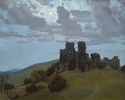 Lot 325 - Frederick Marriott, "A Castle Ruin by Moonlight", oil.