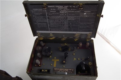 Lot 342 - Wireless remote control unit also a wood ammunition box.