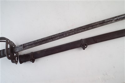 Lot 165 - 1822 pattern light infantry sword and scabbard and a pair of fencing foils.