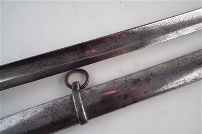 Lot 166 - Kings Own Staffordshire Rifles 1822 pattern sword and scabbard.