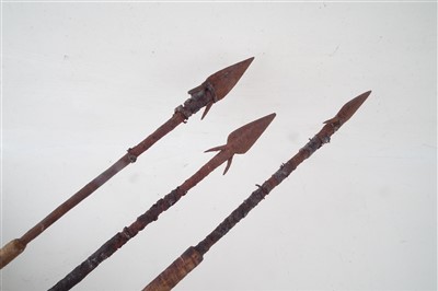 Lot 173 - Tibetan knife and chopstick set, a crossbow and arrows and three other arrows.