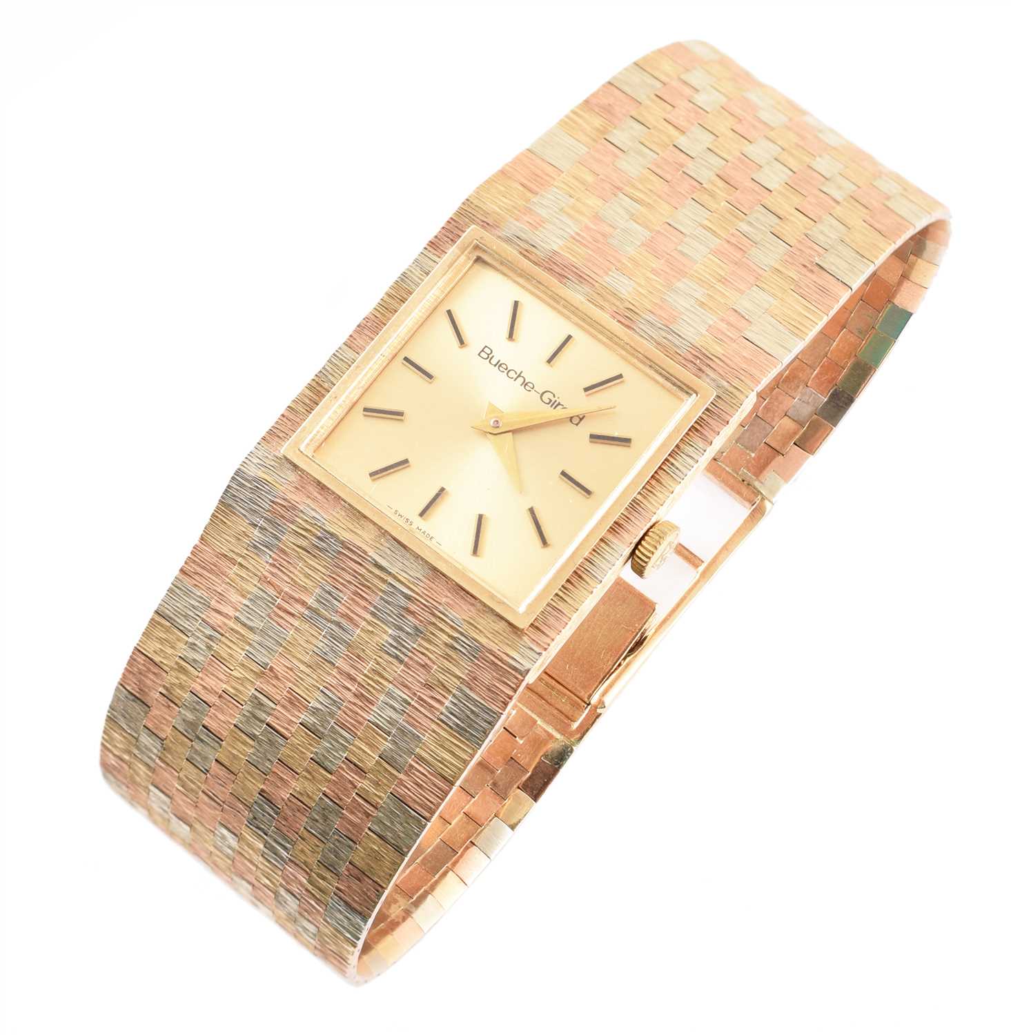 Lot 129 - A 9ct gold Bueche Girod bracelet watch