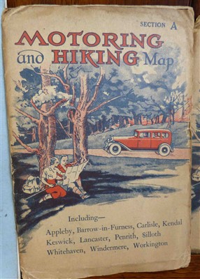 Lot 165 - Four Motoring and Hiking Maps (A.M.&K), OS Map 10 mile map of G.B., Rolls-Royce 50 Year Anniversary poster and two books (The Best 599 R.R. Stories and Two Men Came Together), Quantity of car manuals