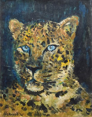 Lot 393 - J. L. Isherwood, "Leopard", oil.