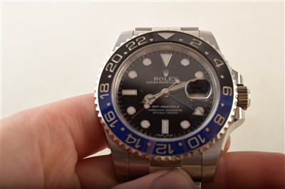 Lot 142 - A Gent's Rolex Oyster Perpetual date GMT-Master-II steel bracelet watch.