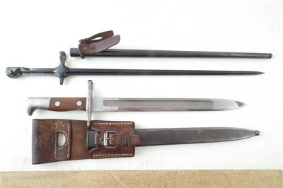 Lot 155 - Swiss M1899 bayonet and a M1892 Cruciform Bayonet