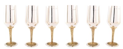Lot 3 - A 1970s set of six silver and silver gilt goblets