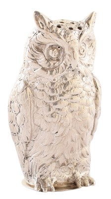 Lot 56 - Silver owl pepperette by Israel Freeman & Son