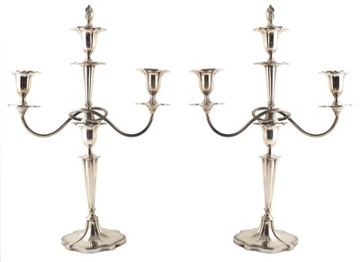 Lot 45 - A pair of 1920s Walker & Hall silver 3-branch candlearbrum