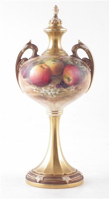 Lot 256 - Royal Worcester twin handled vase signed Ricketts.