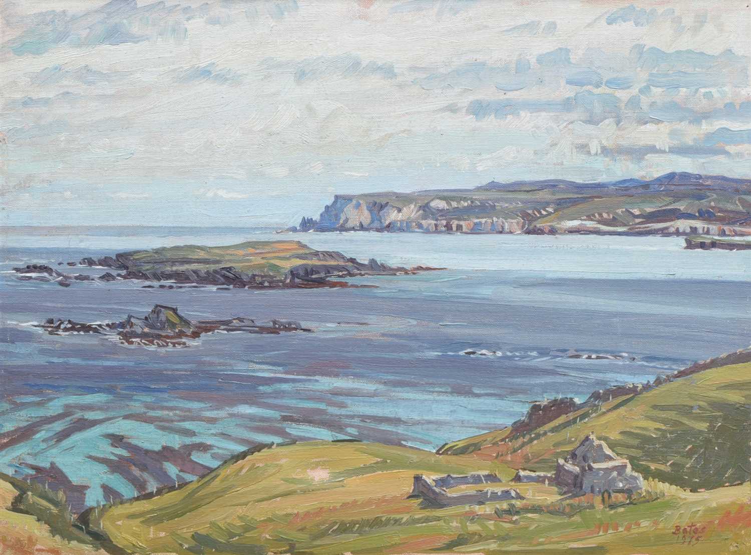 Lot 294 - Bates, 20th century, Coastal scene, oil on canvas.
