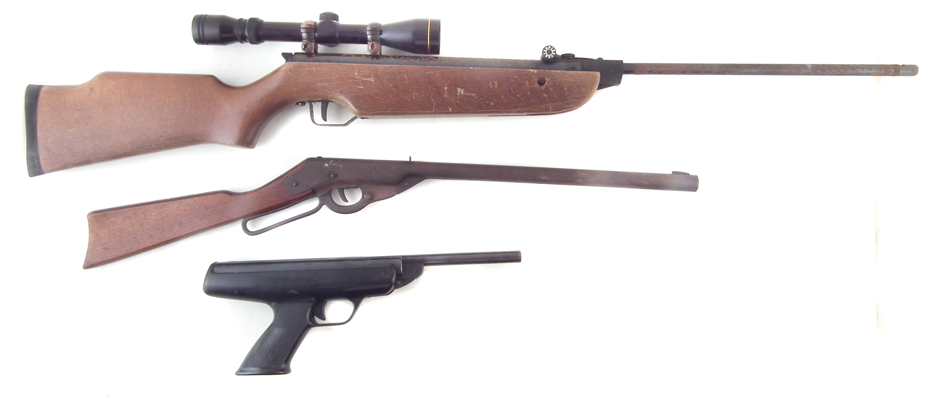 Lot 104 Two air rifles and an air pistol.