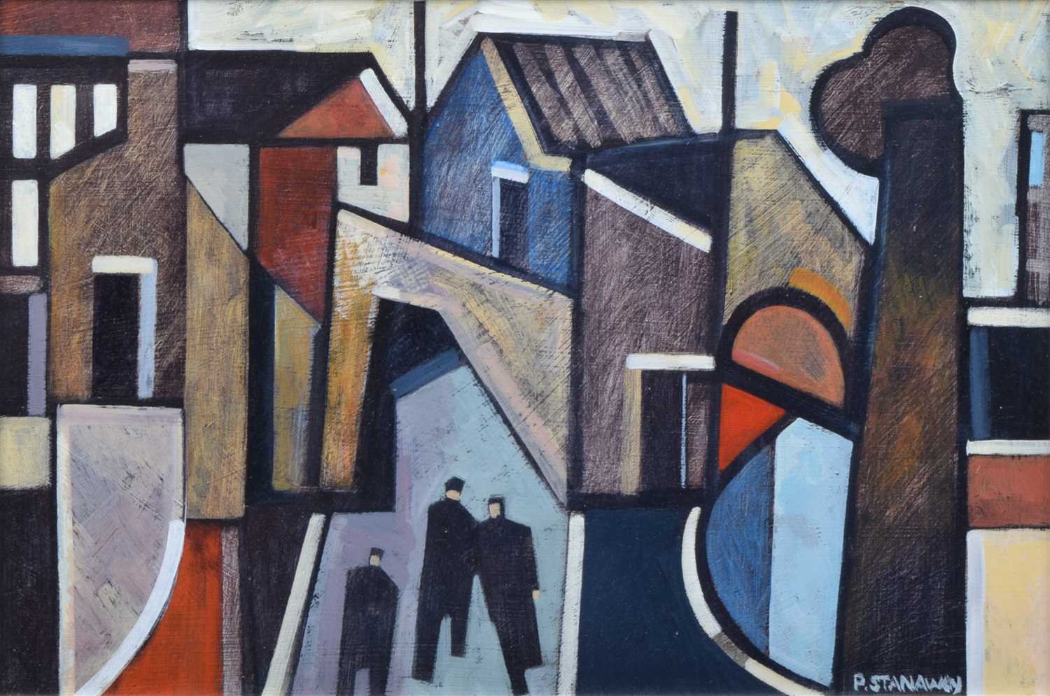Lot 397 - Peter Stanaway, "Canal, Salford", acrylic.
