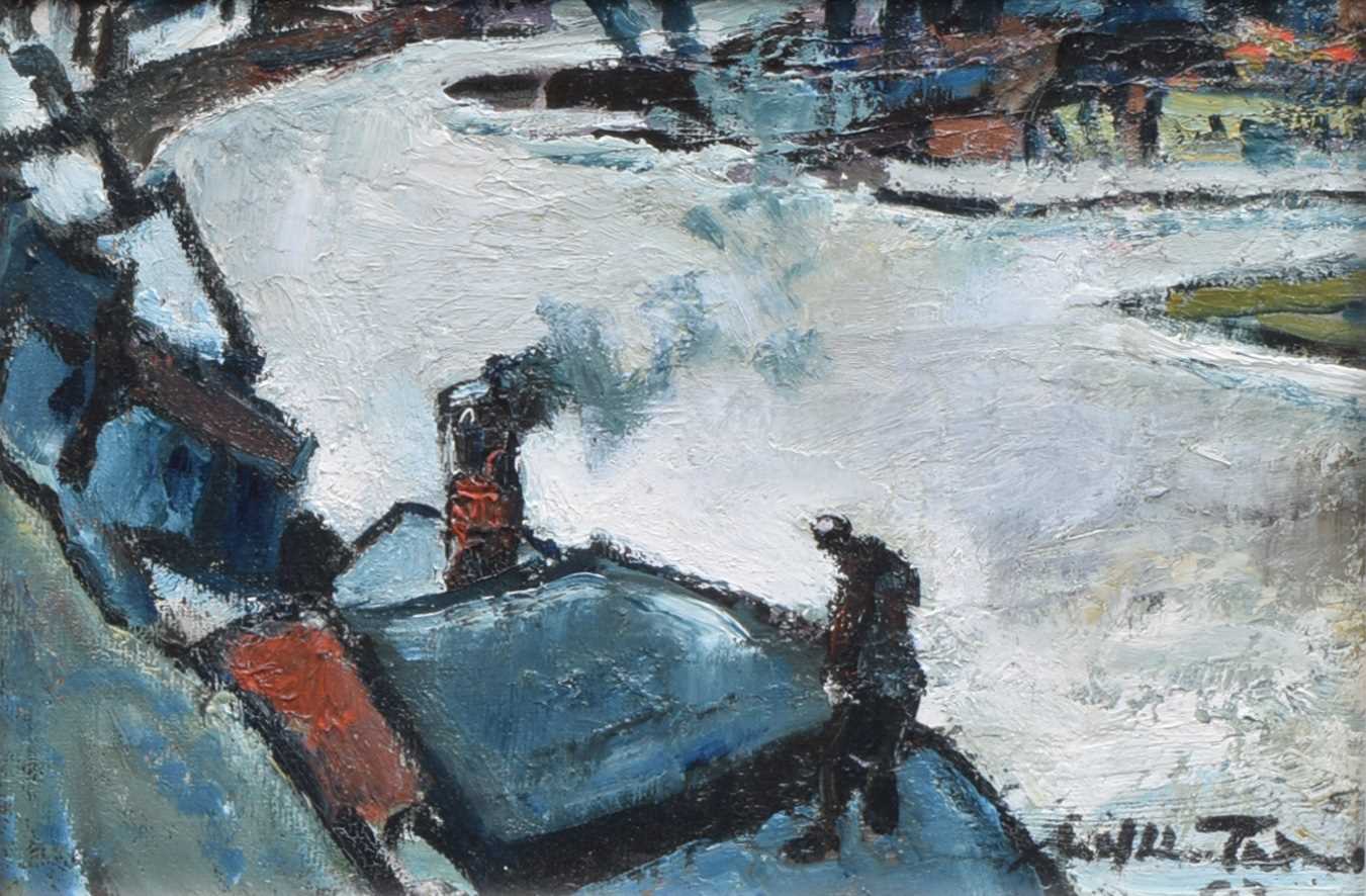 Lot 392 - William Turner, "Boat on the River, France", oil.