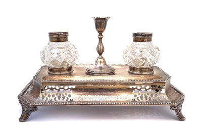 Lot 36 - A Victorian silver ink stand