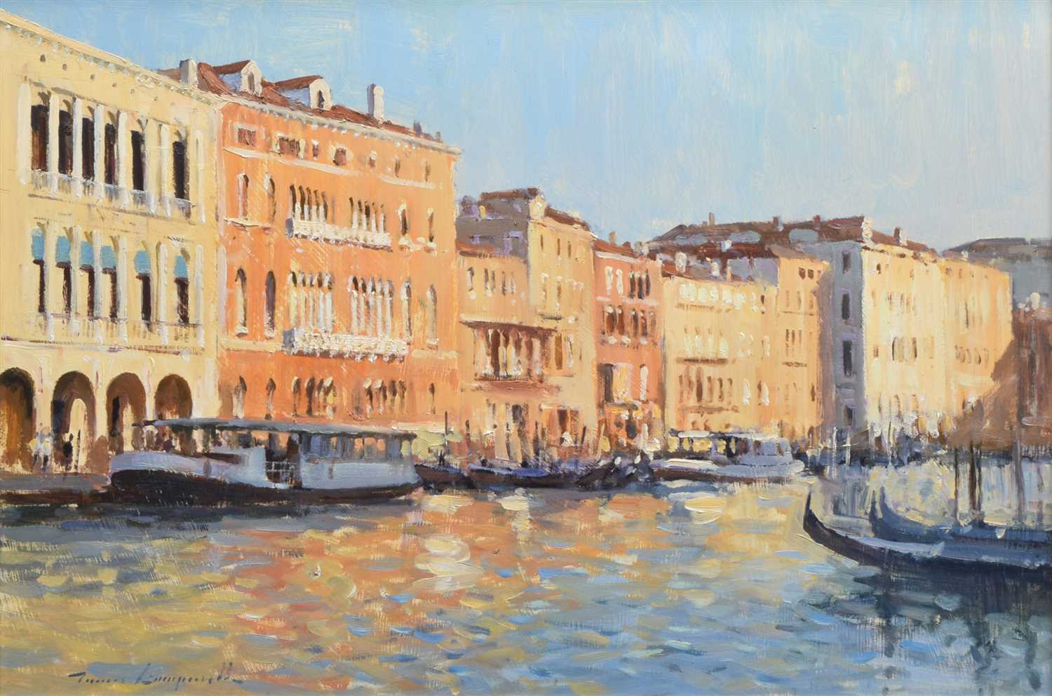 Lot 339 - James Longueville, "Evening Sun, Grand Canal, Venice", oil.