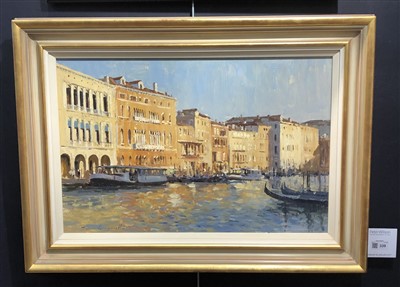 Lot 339 - James Longueville, "Evening Sun, Grand Canal, Venice", oil.
