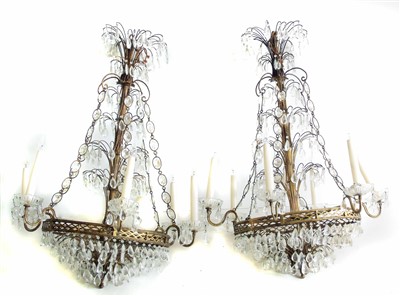 Lot 203 - A pair of early 20th century Continental pendant chandeliers.