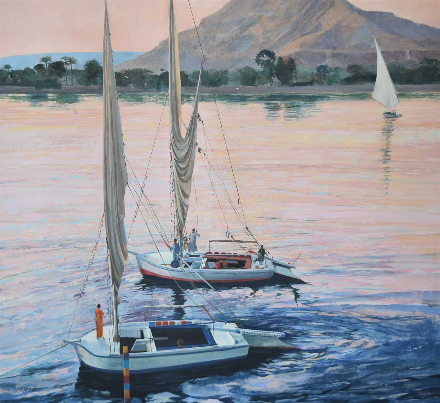Lot 326 - Tim Fargher, "Hoda and La Vida, Luxor", oil.