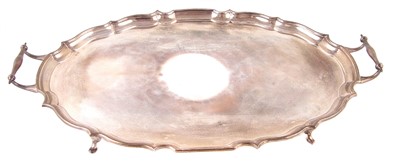 Lot 51 - A large oval silver tray, marks for Barker Ellis & Co, Birmingham, 1966 gross weight 87.29ozt