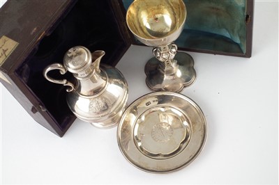 Lot 2 - A Victorian silver 3-piece communion set