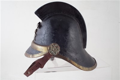 Lot 224 - Fire Brigade leather and brass helmet