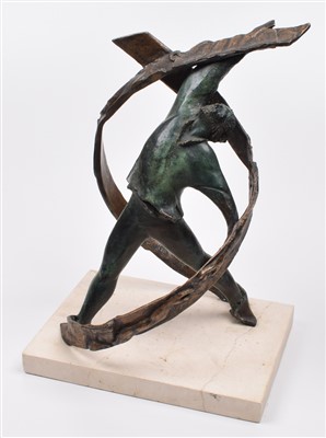 Lot 380 - Bronze sculpture of a dancer on a marble base.