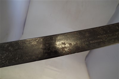 Lot 159 - Opening of the North Staffordshire Railway 1849 John Lewis Presentation Carving Sword