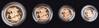 Lot 87 - Elizabeth II, United Kingdom, 1982, Gold Proof Four Coin Collection, Royal Mint.