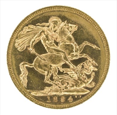 Lot 80 - Queen Victoria, Sovereign, 1894, Melbourne Mint.