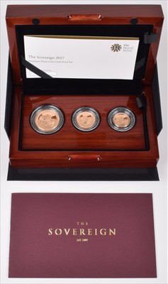 Lot 164 - Elizabeth II, United Kingdom, 2017, Premium Three-Coin Gold Proof Set, Royal Mint.
