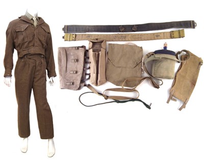 Lot 186 - 1949 Pattern battle dress and a collection of webbing