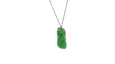 Lot 168 - A jadeite jade gourd pendant