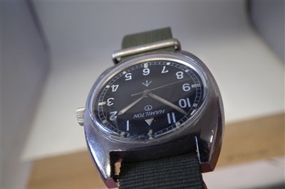 Lot 174 - A Hamilton military manual wind wristwatch