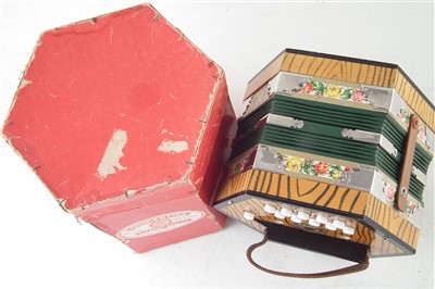 Lot 29 - Geman twenty key concertina with card case