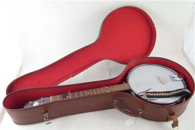 Lot 76 - John Grey four string banjo with case
