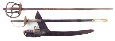 Lot 355 - US 1840 pattern sword, a short sword and a rapier possibly German